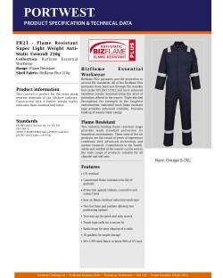 Flame Resistant Super Light Weight Coverall